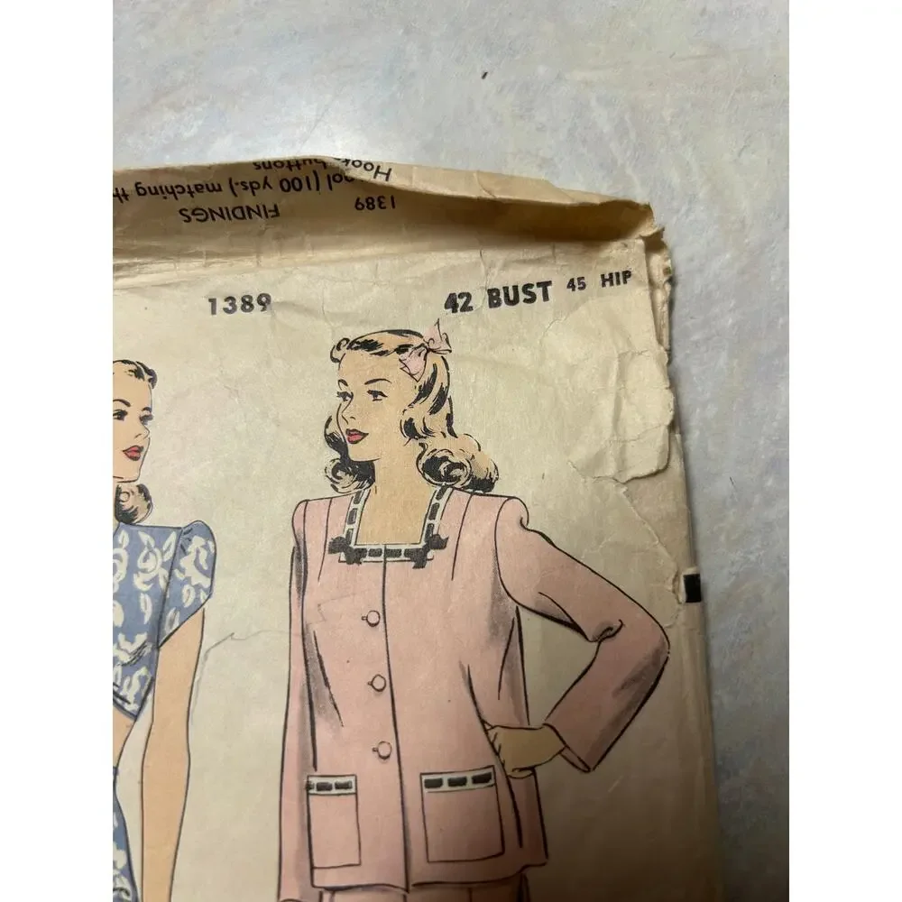 Vintage 1940's Hollywood Pattern #1389 Women's Beach Pajamas‎ Lounging Pants 42